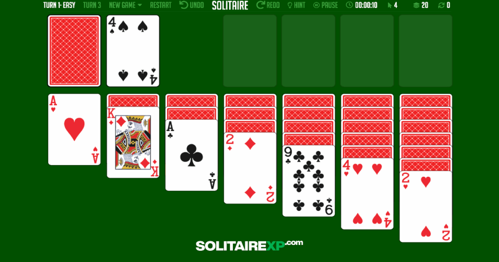Before you play, let's get familiar with the four main zones of the Solitaire board.
